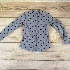 Boden 100% Cotton Phoebe Blue White Ruffle Button Stripe Shirt size 4